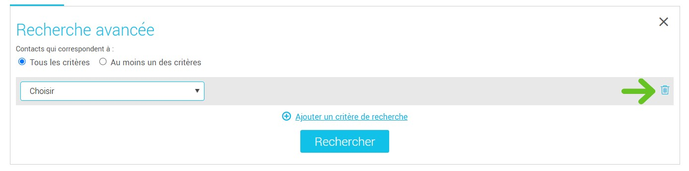 Pour supprimer un crit&egrave;re de recherche