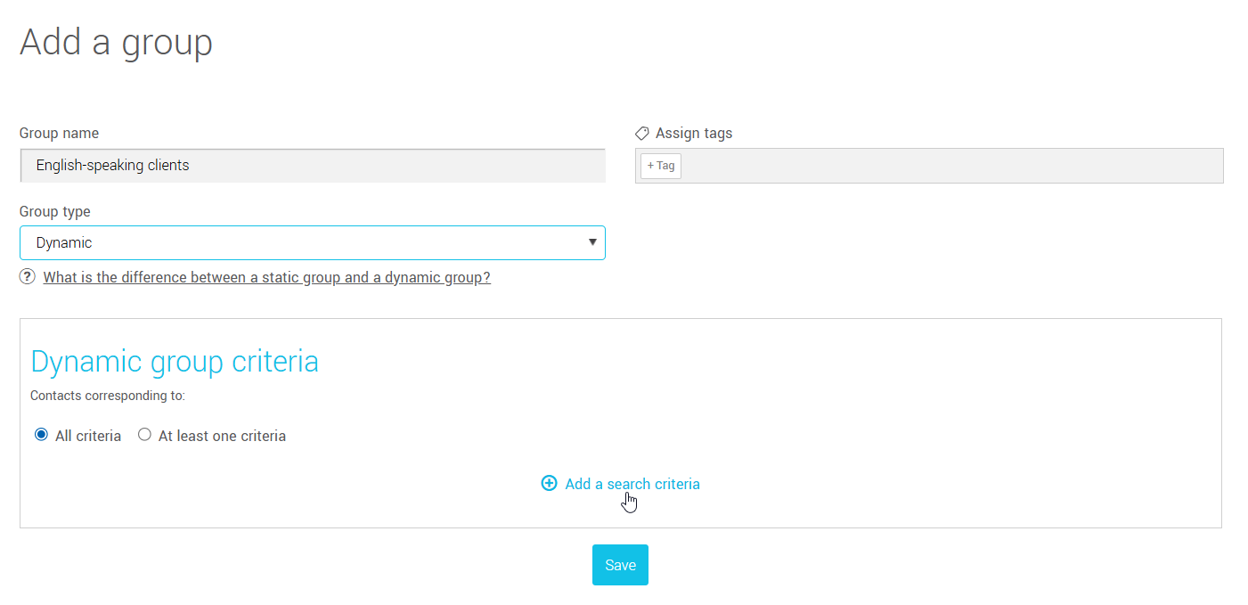 Add a search criteria