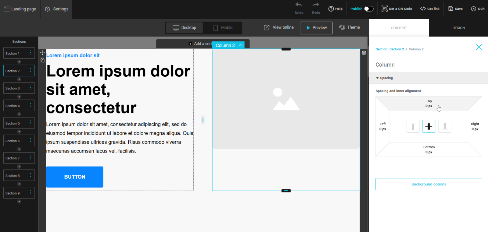 Column spacing and inner alignment 