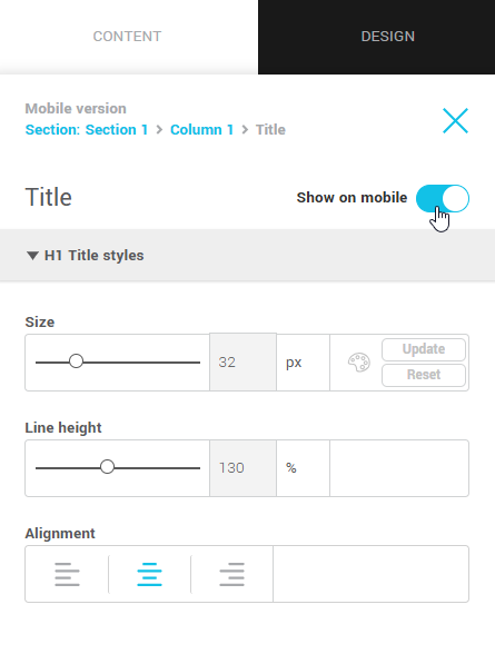 Disable the Visible on mobile option.