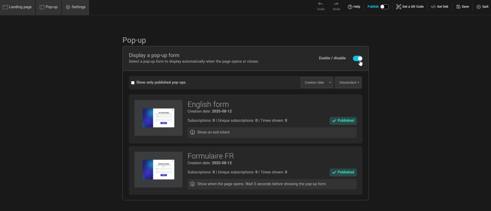 Activate the toggle switch
