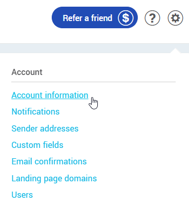 Settings and configurations : Account information