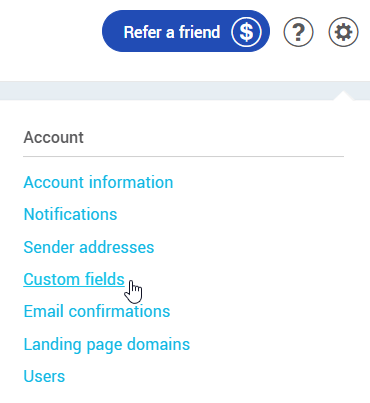 Settings and configurations : Custom fields