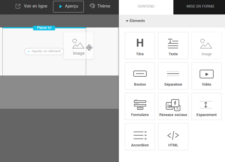 Glisser et d&eacute;poser un &eacute;l&eacute;ment