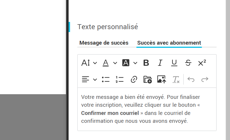 versions des messages de succ&egrave;s du formulaire contact