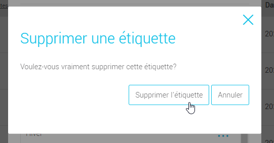 Confirmez la suppression de l'&eacute;tiquette