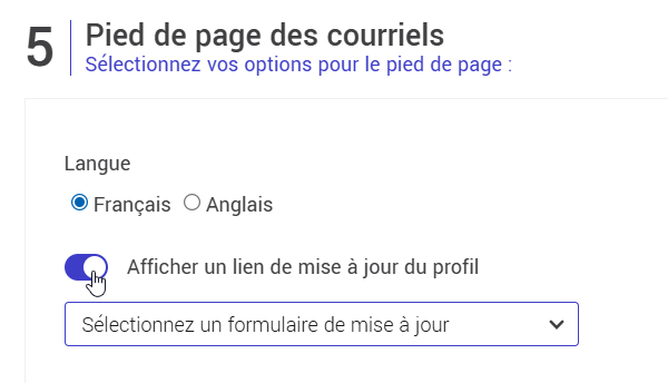 Afficher un lien de mise &agrave; jour du profil dans le pied de page