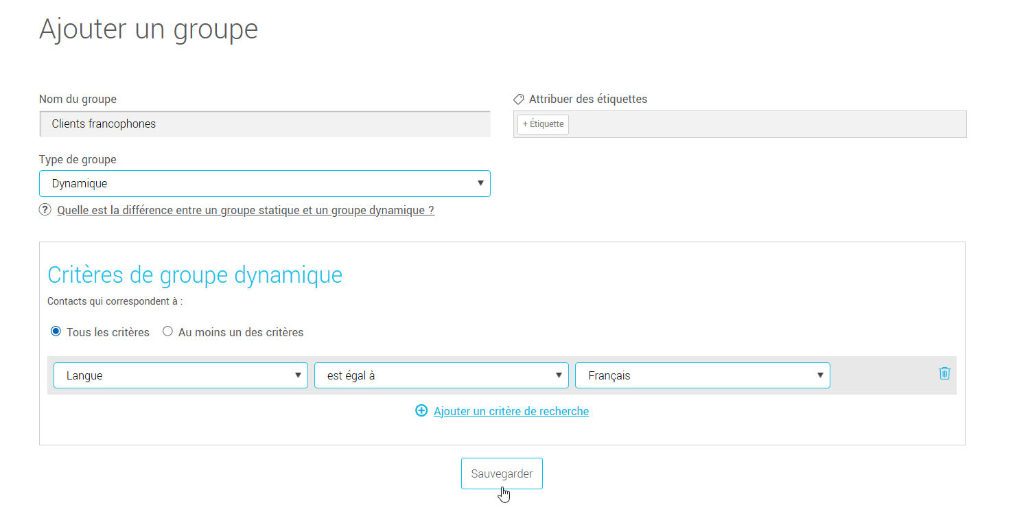 Ajouter un groupe dynamique