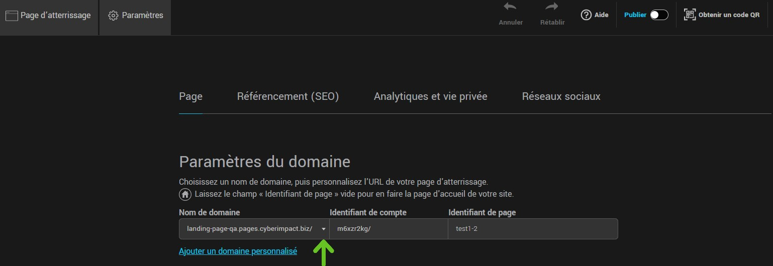 S&eacute;lectionner le domaine