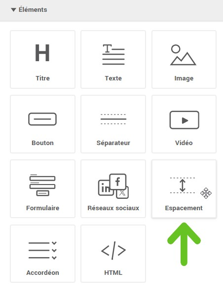 &Eacute;l&eacute;ment espaement