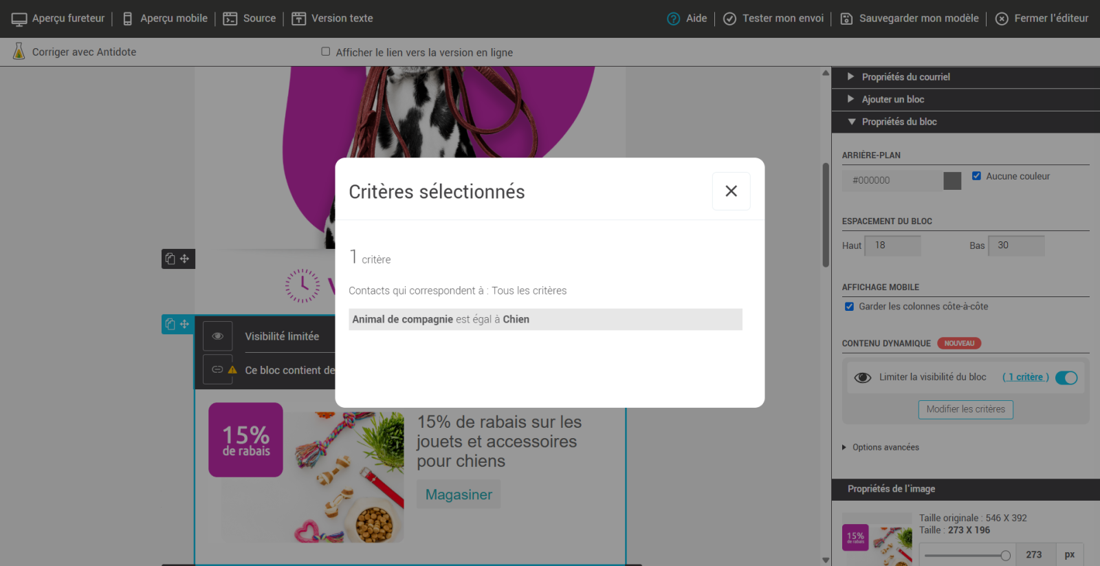 Animal de compagnie est égal à Chien