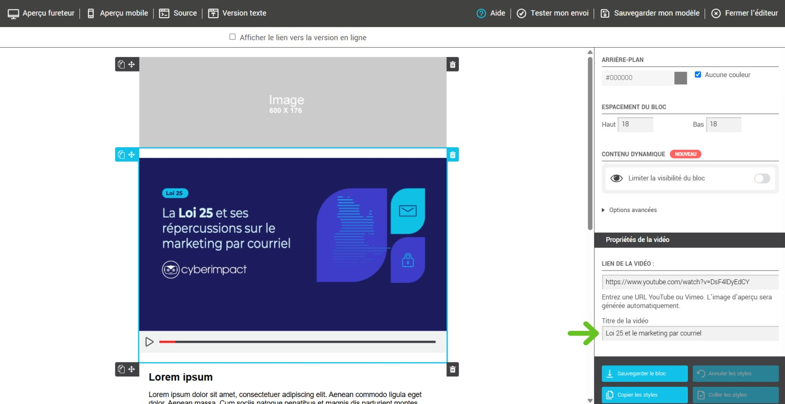 titre de la vid&eacute;o