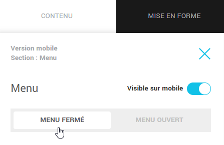 Menu ouvert - ferm&eacute;