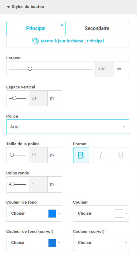 Personnalisation des boutons