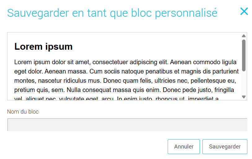 Sauvegarder un bloc personnalis&eacute;