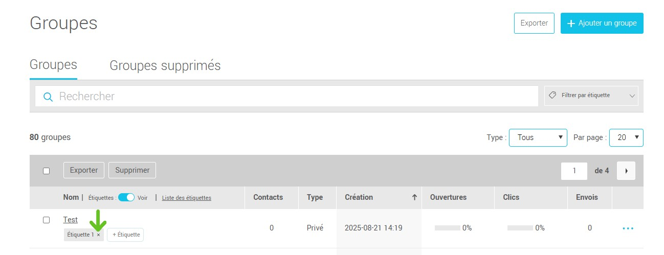 Supprimer une &eacute;tiquette