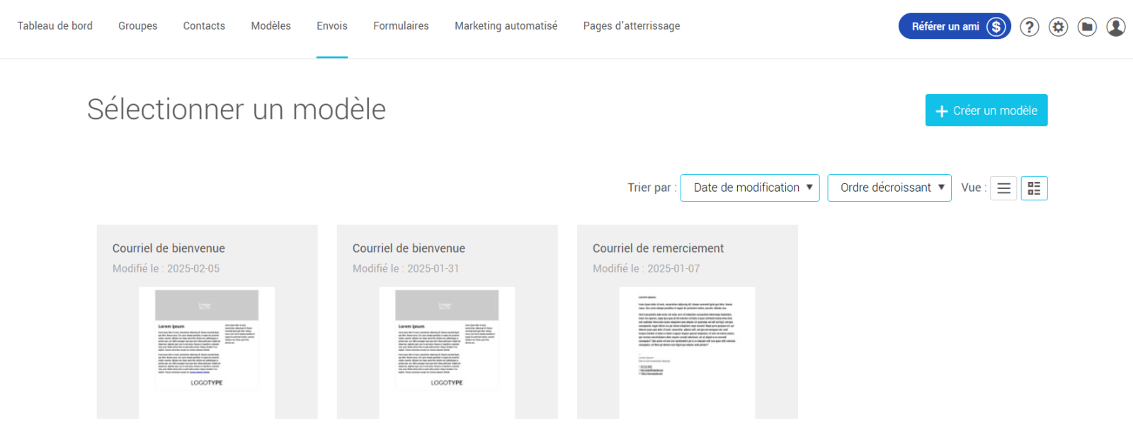 S&eacute;lectionner un mod&egrave;le