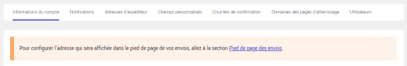 Configuration du pied de page des envois