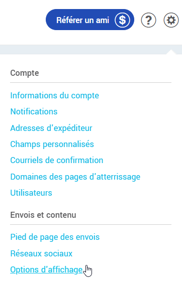 Param&egrave;tres et configurations : Options d'affichage