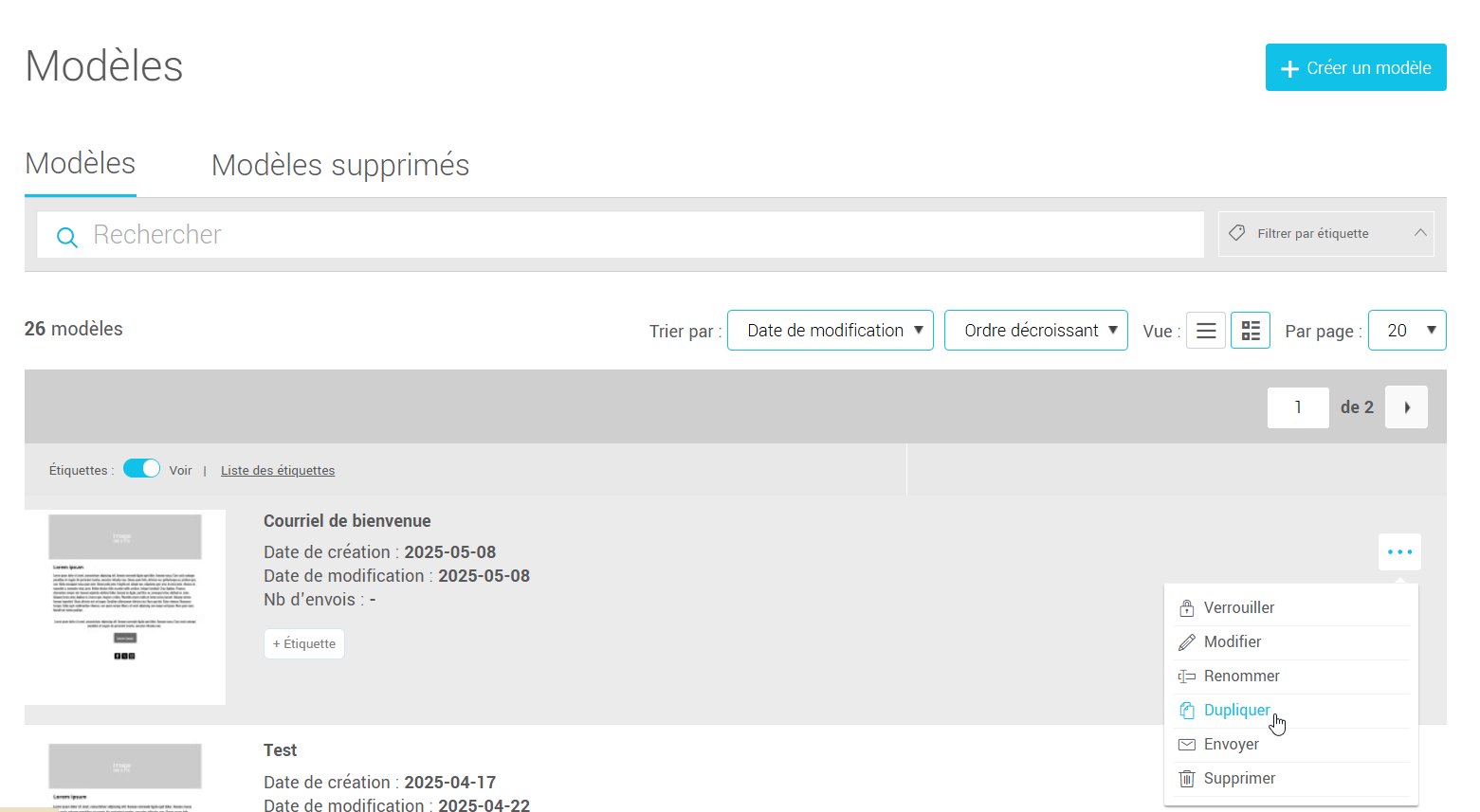 Dupliquer un mod&egrave;le