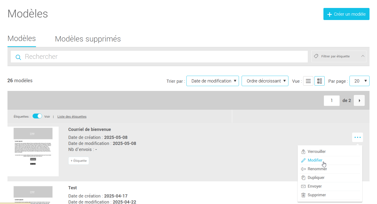 Modifier un mod&egrave;le