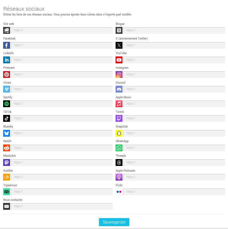 Ins&eacute;rer vos r&eacute;seaux sociaux