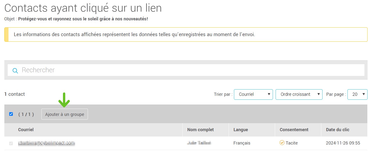 Contact &agrave; ajouter &agrave; un groupe
